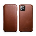 ICARER Genuine Leather Curved Screen Folio Flip Phone Case for iPhone 11 Pro 5.8-inch – Brown