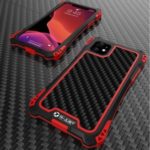 R-JUST ShocKproof Carbon Fiber Texture Silicone + Metal Hybrid Case for iPhone 11 6.1 inch (2019) – Black/Red