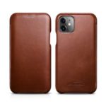 ICARER Genuine Leather Folio Flip Phone Case for Apple iPhone 11 6.1 inch – Coffee