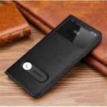 Dual View Window Genuine Leather Phone Cover for Apple iPhone 11 6.1 inch – Black