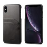 PEELCAS PCK012 Series Dual Card Holder Leather Coated PC Hard Case for iPhone X/XS 5.8 inch – Black