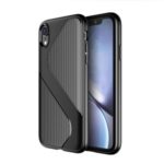 S-shaped Textured Drop-proof TPU Phone Cover for iPhone XR 6.1 inch – Black