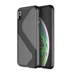 S-shaped Textured Drop-proof TPU Protective Phone Cover for iPhone XS Max 6.5 inch – Black