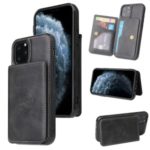 Card Slots PU Leather Coated PC TPU Phone Case Built-in Magnetic Holder Metal Sheet for iPhone 11 Pro 5.8 inch – Black