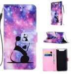 Pattern Printing PU Leather Wallet Phone Cover for Samsung Galaxy A80/A90 – Panda