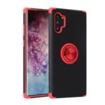 Finger Ring Kickstand PC + TPU Phone Case with Magnetic Metal Sheet Cover for Samsung Galaxy Note 10 Plus/Note 10 Plus 5G – Black / Red