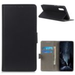 For Samsung Galaxy A70s Phone Shell PU Leather with Wallet Stand Protective Cover – Black