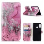 Pattern Printing Wallet Leather Stand Shell for Samsung Galaxy A20s – Rose Marble