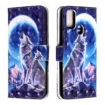 Light Spot Decor Pattern Printing Wallet Leather Phone Cover with Strap for Samsung Galaxy M30s – Moon and Wolf