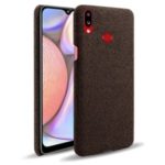 PC + Cloth Mobile Phone Case Cover for Samsung Galaxy A10s – Coffee