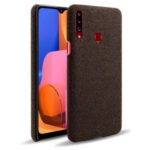 Cloth + PC Mobile Phone Case Protection Cover for Samsung Galaxy A20s – Coffee