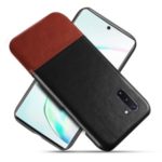 KSQ Bi-color PC + PU Leather Protective Phone Shell for Samsung Galaxy Note 10/Note 10 5G – Black / Dark Brown