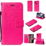 Imprint Elephant Leather Wallet Case for Samsung Galaxy A10s – Rose
