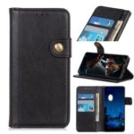 Single Brass Buckle Litchi Texture Leather Wallet Phone Case for Samsung Galaxy A70s – Black