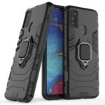 Cool Guard Ring Holder Kickstand PC TPU Hybrid Case for Samsung Galaxy M30s – Black
