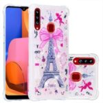 Liquid Glitter Powder Patterned Shockproof Quicksand TPU Case for Samsung Galaxy A20s – Eiffel Tower with Bowknot