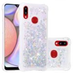 Dynamic Glitter Powder Heart Shaped Sequins TPU Shockproof Case for Samsung Galaxy A10s – Silver/Heart