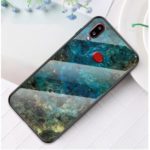 For Samsung Galaxy A10s Marble Texture Tempered Glass + PC + TPU Hybrid Case – Emerald
