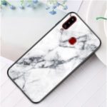 Marble Texture Tempered Glass + PC + TPU Hybrid Phone Cover for Samsung Galaxy A20s – White