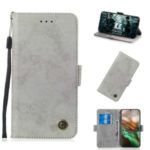 Retro Style PU Leather Wallet Cover for Samsung Galaxy Note 10/Note 10 5G – Grey