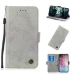 Retro PU Leather Wallet Cover for Samsung Galaxy Note 10 Plus/Note 10 Plus 5G – Grey