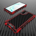 R-JUST ShocKproof Carbon Fiber Texture Silicone + Metal Combo Shell for Samsung Galaxy Note 10 Plus/Note 10 Plus 5G – Red/Black