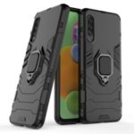 Cool Guard Finger Ring Kickstand PC + TPU Hybrid Protective Case for Samsung Galaxy A90 5G – Black