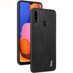 IMAK LX-5 Series Imitation Suede PU Leather+ PC + TPU Case with Explosion-proof Screen Film for Samsung Galaxy A20s – Cross Texture