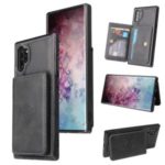 Card Holders PU Leather Coated PC TPU Hybrid Case [Built-in Magnetic Metal Sheet] for Samsung Galaxy Note 10 Plus/Note 10 Plus 5G – Black