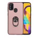 Detachable PC + TPU Hybrid Case with Finger Ring Kickstand for Samsung Galaxy M30s – Pink