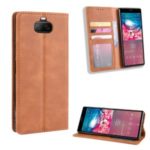 Vintage Style Stand Leather Wallet Case for Sony Xperia 8 – Brown