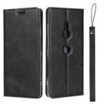 TPU+PU Leather Casing with Lanyard for Sony Xperia XZ3 – Black