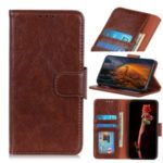 Nappa Texture Split Leather Wallet Case for LG G8X ThinQ – Brown