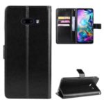 Crazy Horse Texture Leather Wallet Case for LG G8X ThinQ/V50S ThinQ – Black