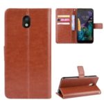 Crazy Horse Texture Leather Wallet Protective Case for LG K30 (2019)/X2 (2019) – Brown