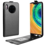 Crazy Horse Vertical Flip Leather Phone Shell Cover with Card Holder for Huawei Mate 30 Pro – Black