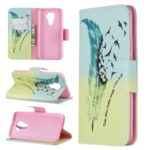 Pattern Printing Leather Wallet Case for Huawei Mate 30 Lite / nova 5i Pro – Feather Pattern
