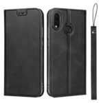 TPU+PU Leather Phone Stand Shell with Lanyard for Huawei P20 Lite (2018)/Nova 3e – Black
