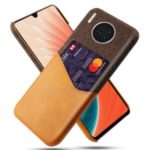KSQ Cloth PU Leather Coated PC Protective Case with Card Slot for Huawei Mate 30 – Brown