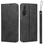 TPU+PU Leather Phone Stand Casing with Lanyard for Huawei P20 Pro – Black