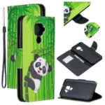 Cross Texture Patterned Wallet Leather Smart Case for Huawei Mate 30 Lite/Nova 5i Pro – Panda