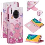 Pattern Printing Leather Wallet Phone Cover Case for Huawei Mate 30 Pro – Elephant