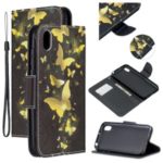 Pattern Printing Leather Wallet Phone Cover Case for Huawei Honor 8S / Y5 (2019) – Gold Butterfly