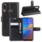 Litchi Grain Wallet Leather Phone Shell for Motorola Moto E6 Plus – Black