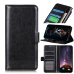Crazy Horse Leather Wallet Case for Motorola One Macro / Moto G8 Play – Black