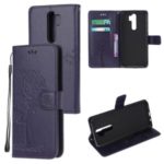 Imprint Workmanship Tree Owl Magnetic Wallet PU Leather Cover for Xiaomi Redmi Note 8 Pro – Dark Purple