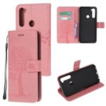 Imprint Tree Owl PU Leather Wallet Phone Cover with Stand for Xiaomi Redmi Note 8 – Pink