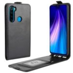 Crazy Horse Vertical Flip Leather Phone Casing with Card Holder for Xiaomi Redmi Note 8 – Black