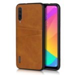 Stylish PU Leather Coated Hard PC Cell Phone Cover for Xiaomi Mi CC9e/Mi A3 – Brown