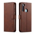 LC.IMEEKEPU Leather Stylish Flip Wallet Casing for Xiaomi Redmi Note 8 Pro – Brown